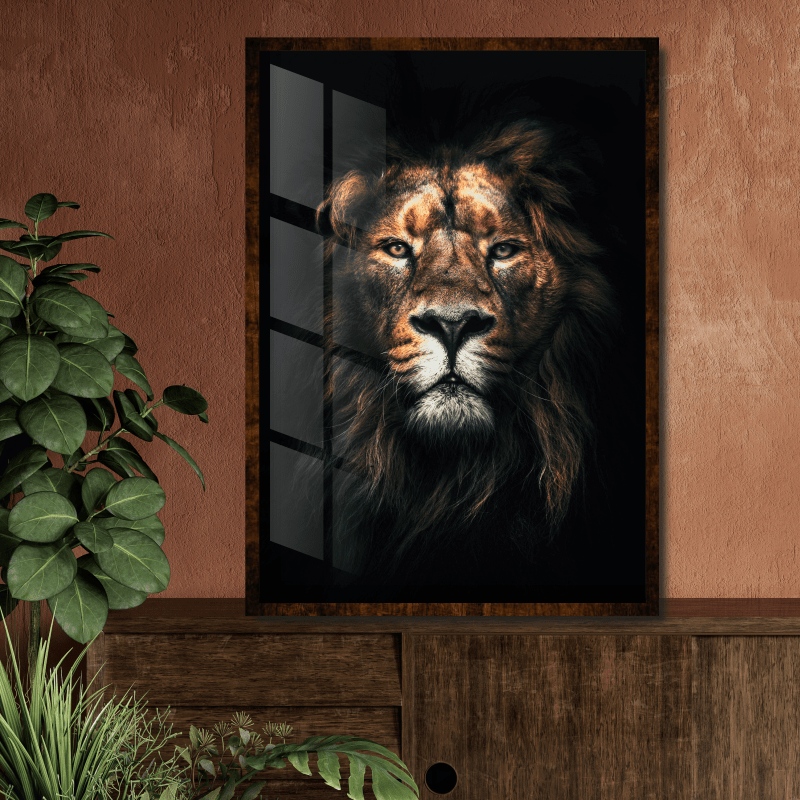 Quadro Decorativo - Leão Fogo e Água cod0083