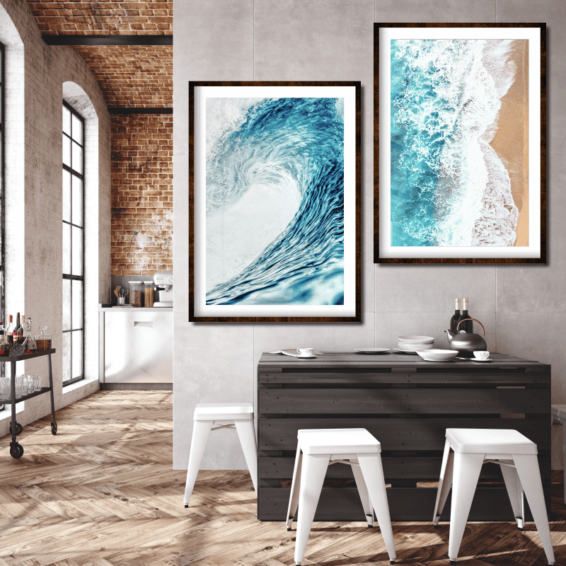 Quadros decorativos ondas do mar azul