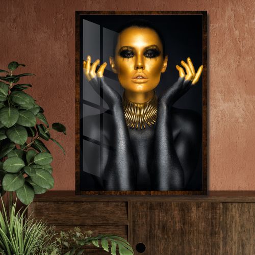 Quadro Decorativo abstrato maquiagem dourada 3