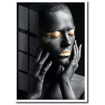 Quadro Decorativo abstrato maquiagem dourada