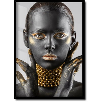 Quadro Decorativo abstrato maquiagem dourada 2