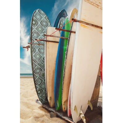 Quadro Decorativo Paisagem Praia Pranchas de Surf Vintage