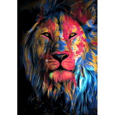 Quadro Leão colorido