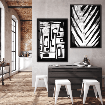 Quadros decorativos minimalista brando e preto