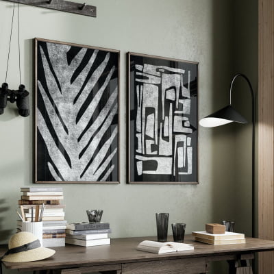 Quadros decorativos minimalista brando e preto