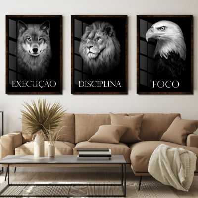 Quadros decorativos Leão Lobo e Águia
