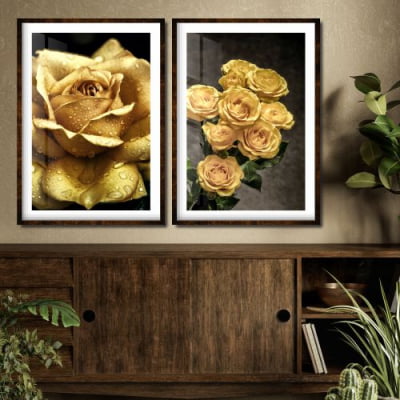 Quadro Decorativos Rosas Amarelas