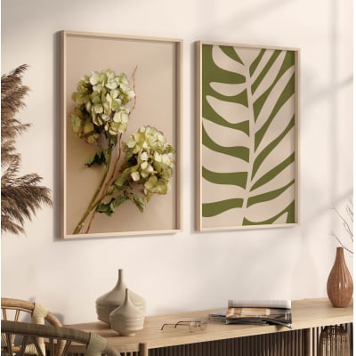 Quadros Decorativos Floral Abstrato Minimalista Verde