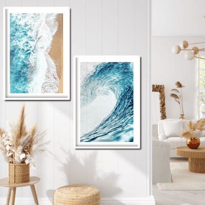 Quadros decorativos ondas do mar azul
