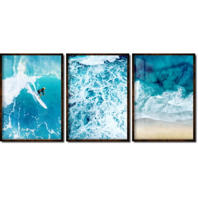 Quadros decorativos paisagem mar azul surf