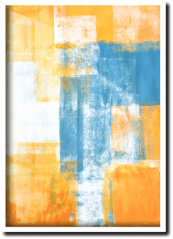 Quadro decorativo abstrato laranja e azul 1