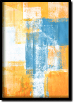Quadro decorativo abstrato laranja e azul 1