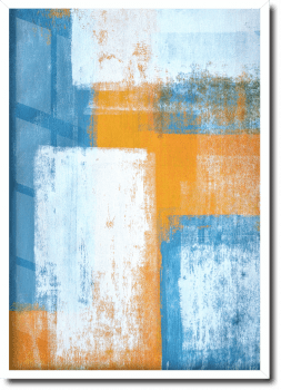 Quadro decorativo abstrato laranja e azul 2