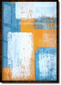 Quadro decorativo abstrato laranja e azul 2