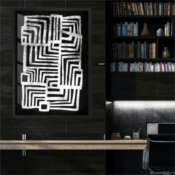 Quadro decorativo abstrato preto e branco 3