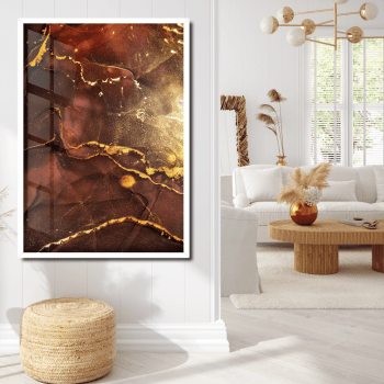 Quadro decorativo abstrato vinho e dourado