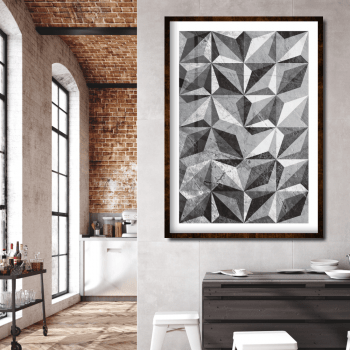 Quadro decorativo geométrico 3d tons de cinza