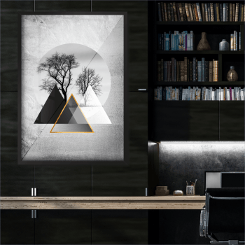 Quadros decorativos geométrico triângulo e árvore